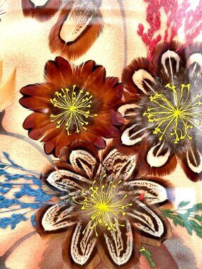 Framed Dakota Prairie Pictures Feather Art Signed By Ellen Kiefert 15.5"x12.5"